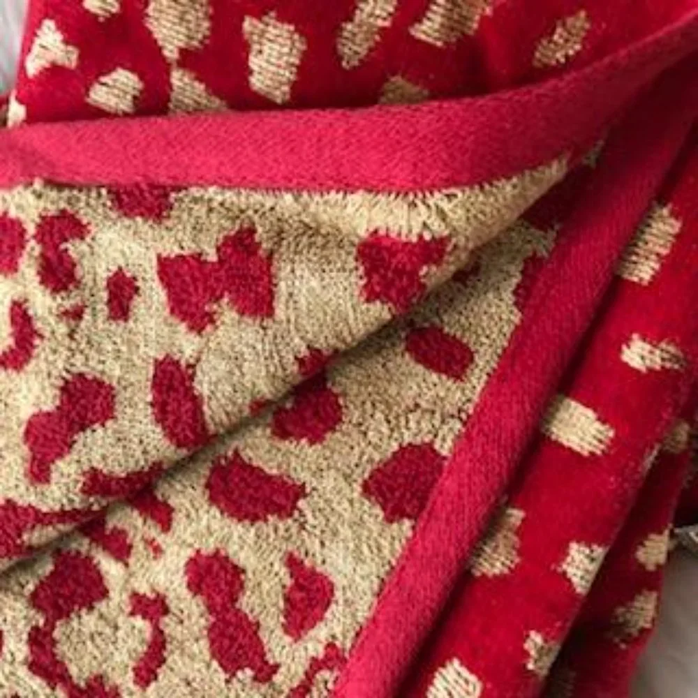 Cosmopolitan Red/Gold Leopard 4 Piece Washcloth Set